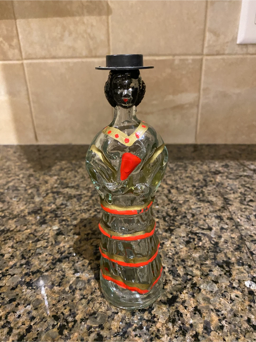 Vintage Figural Glass Bottle