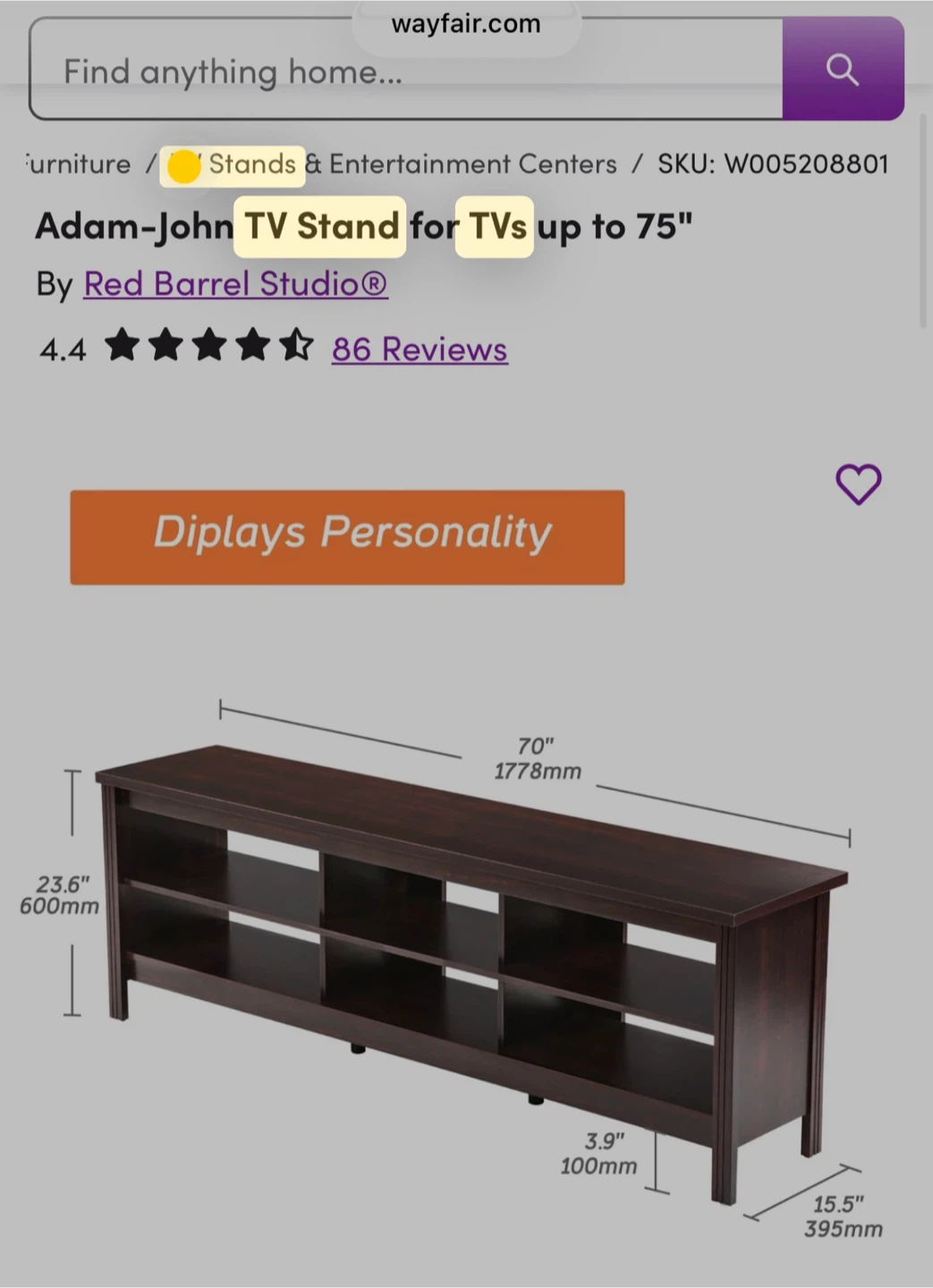 Red Barrel Studio Adam-John TV Stand - photo 2