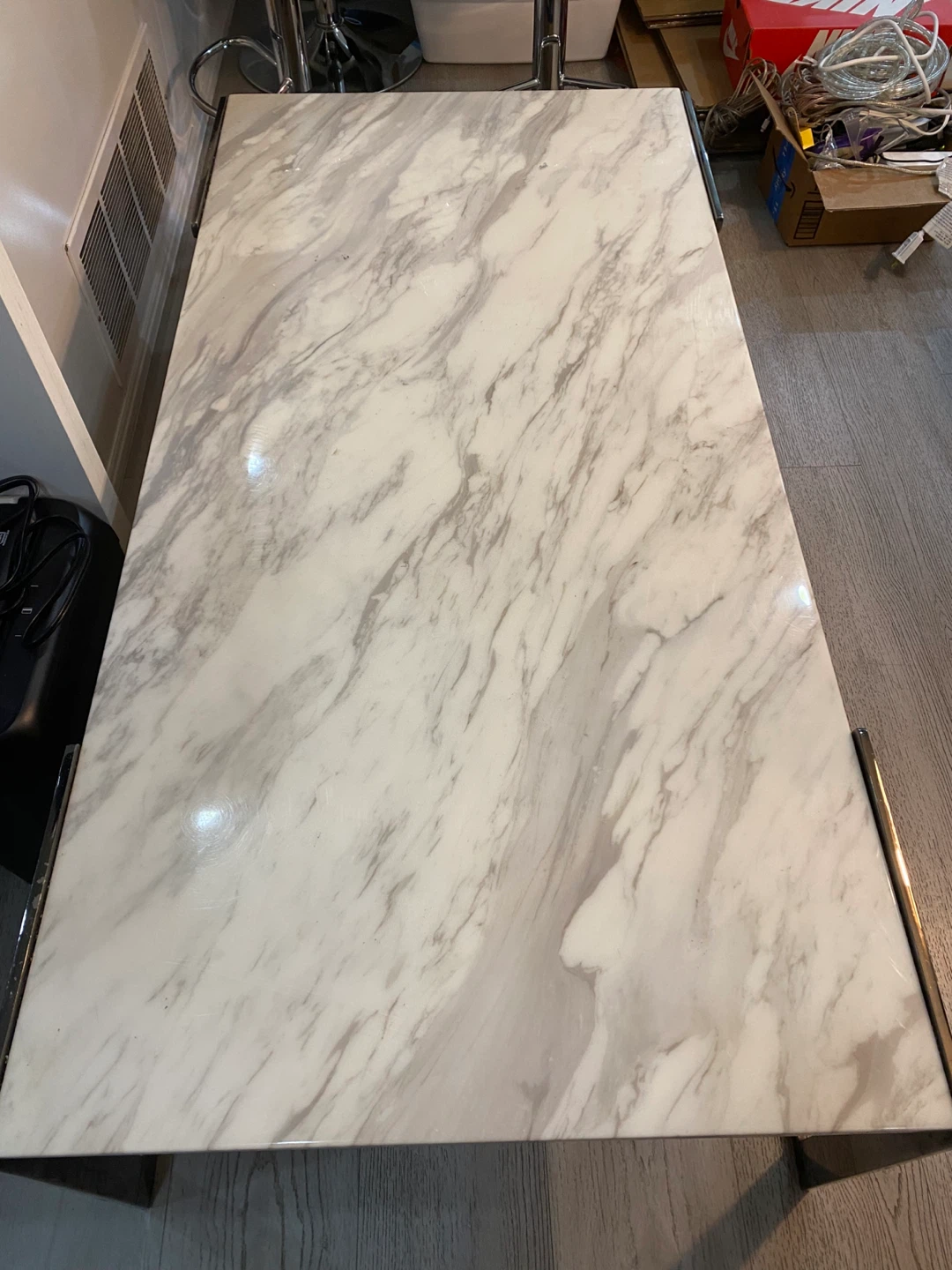 Marble Top Coffee Table with Chrome Base