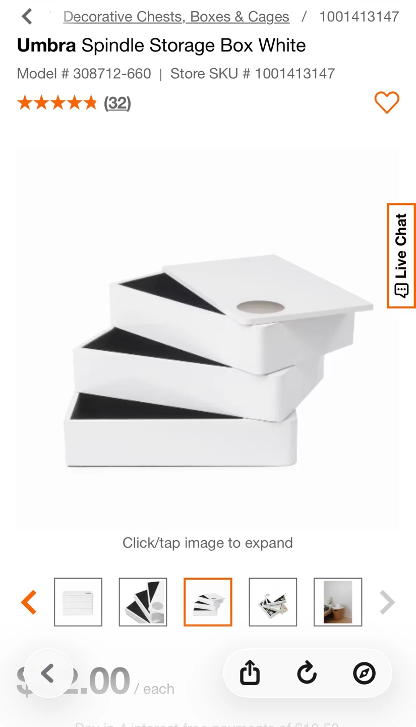 Umbra Spindle Storage Box White