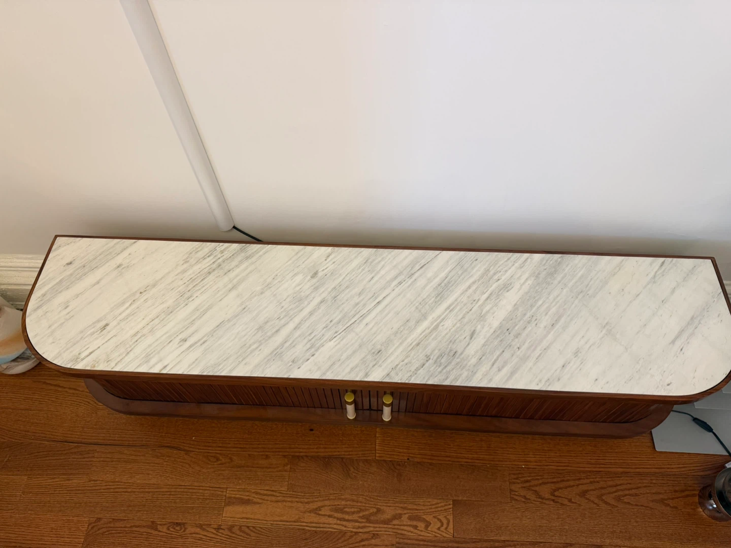 Mid-Century Modern Marble and Walnut Media Console - photo 3