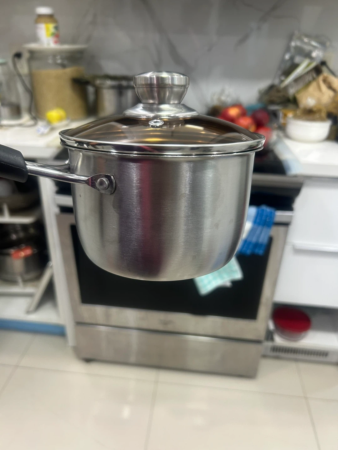 NEW Stainless steel small saucepan with glass lid