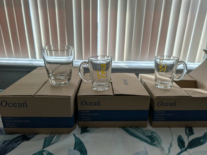 Brand new ocean glassware - new coffee mugs and drinking glasses