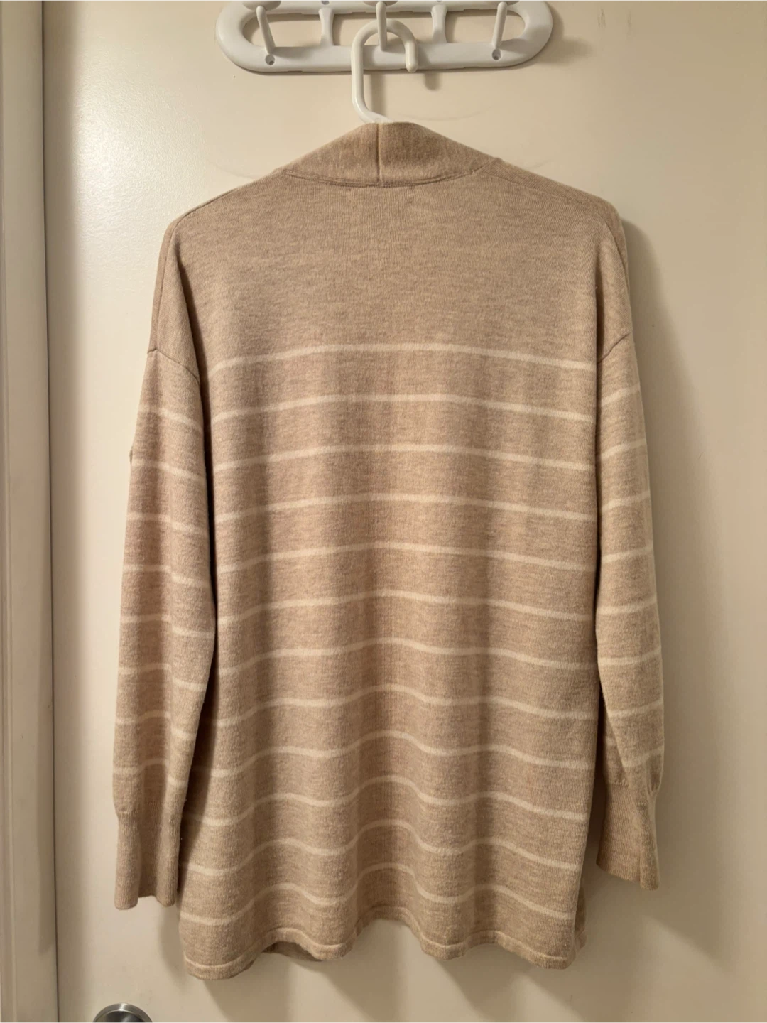 Banana Republic Tan and Cream Striped Open-Front Cardigan L - photo 2
