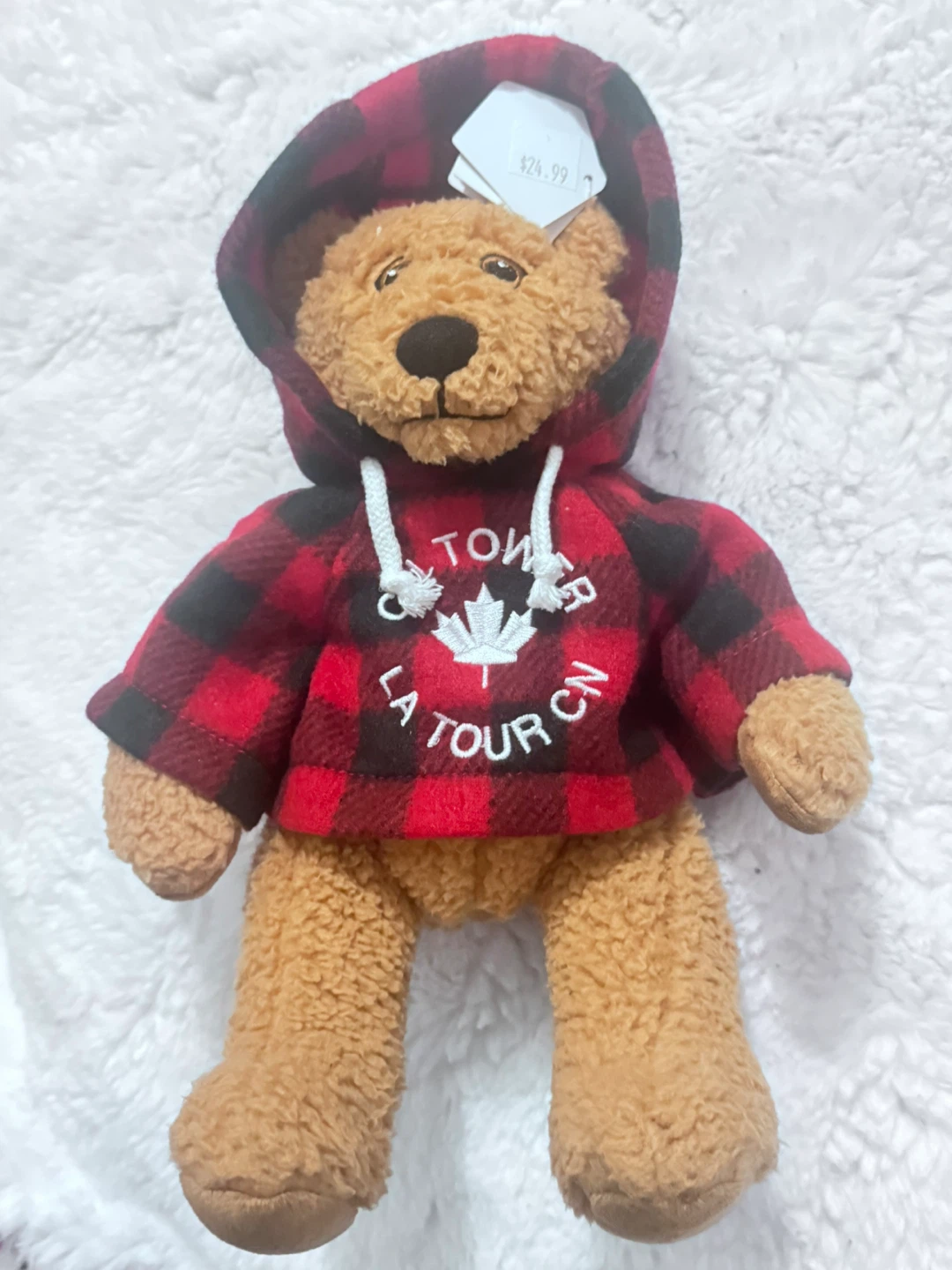 CN Tower Stuffed Bear in Plaid Hoodie - photo 3