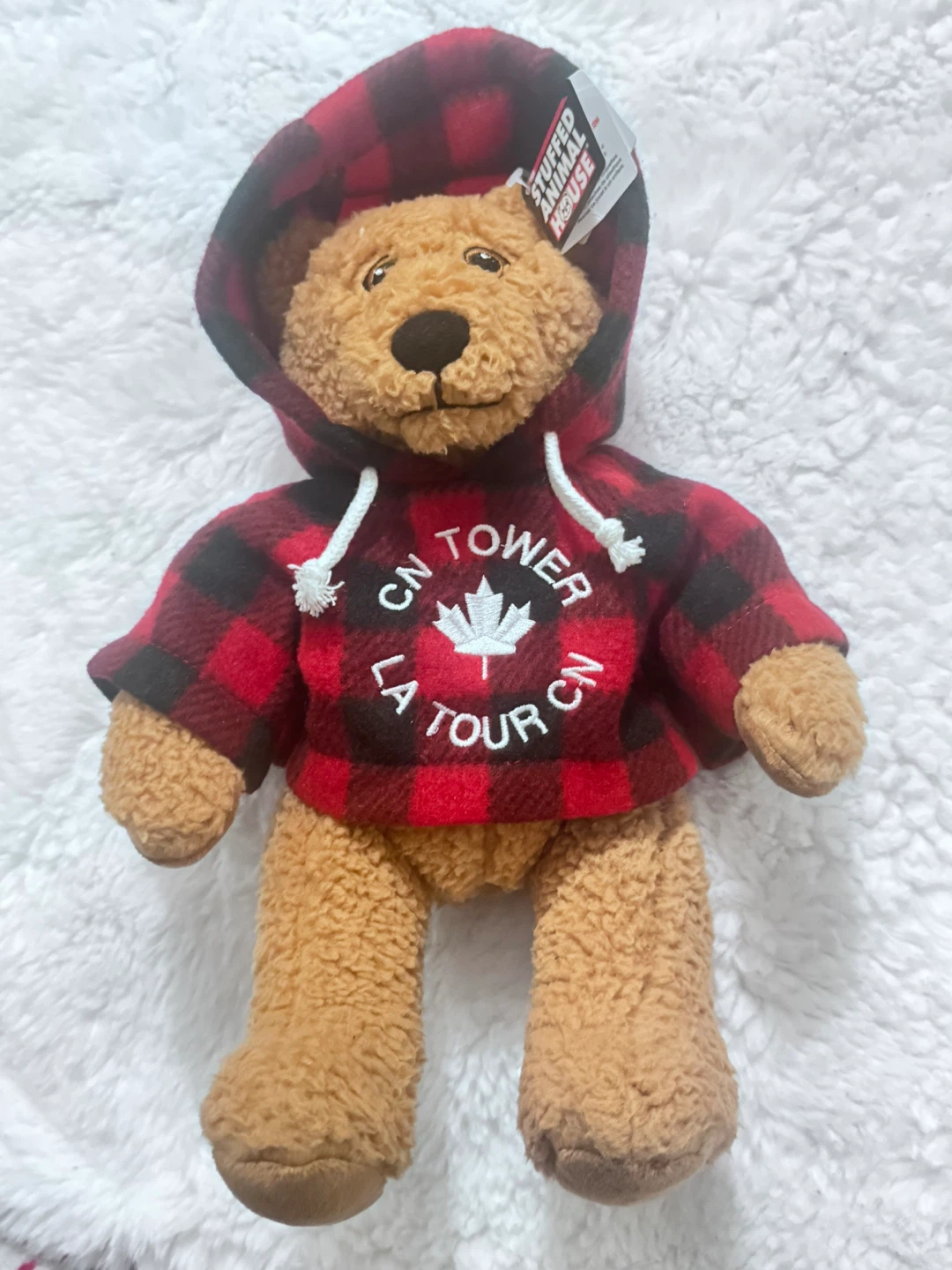 CN Tower Stuffed Bear in Plaid Hoodie - photo 4