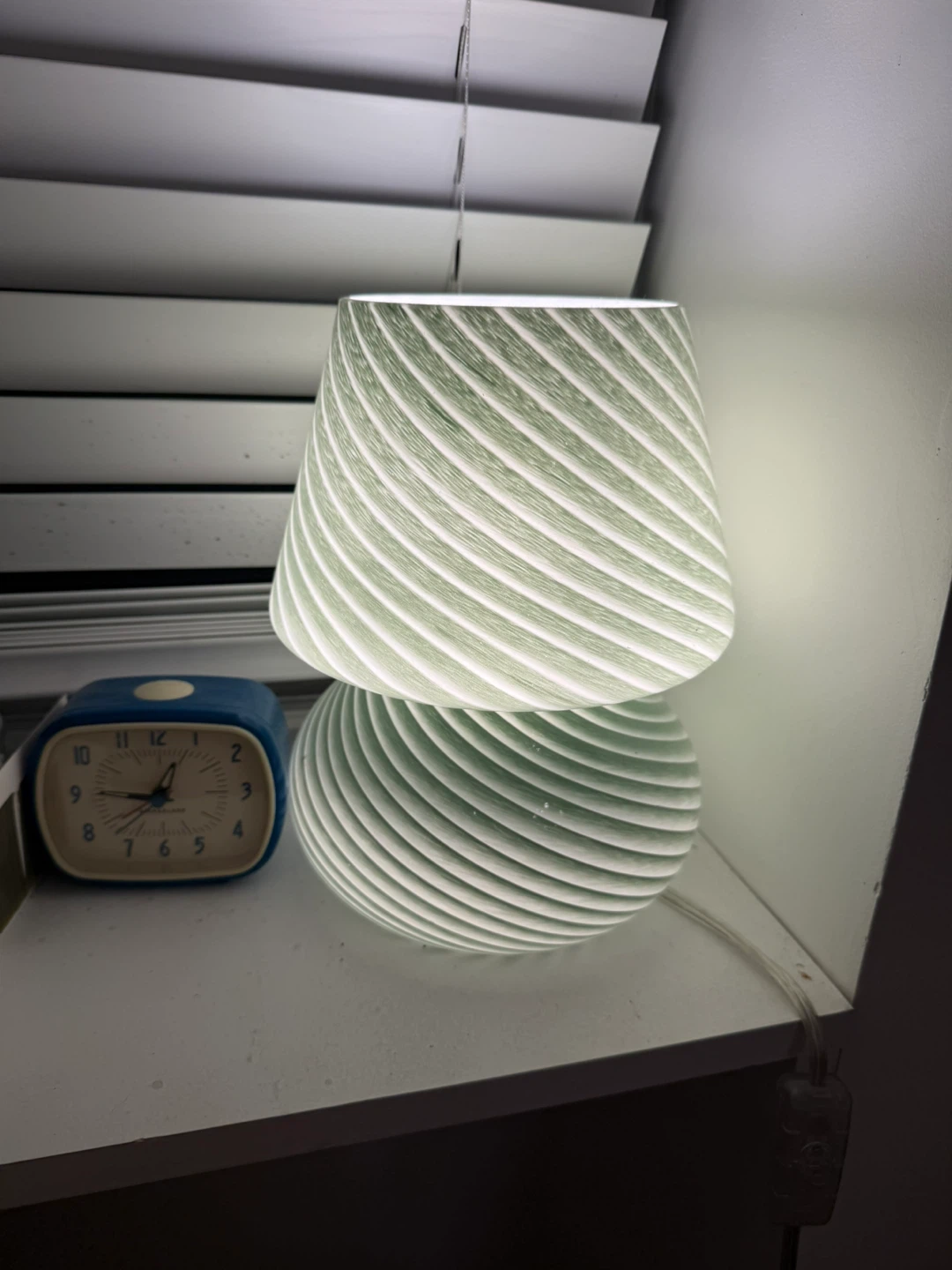 Green Swirl Glass Table Lamp