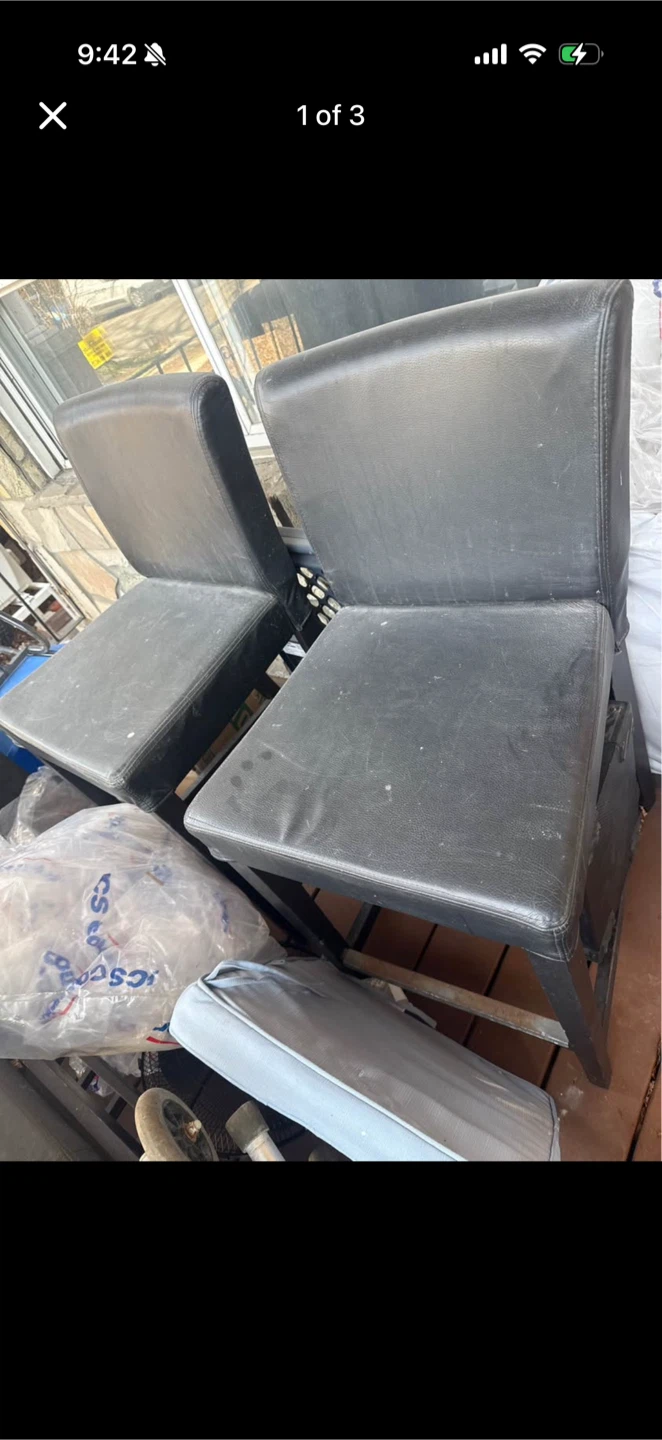 Two Black Faux Leather Bar Stools