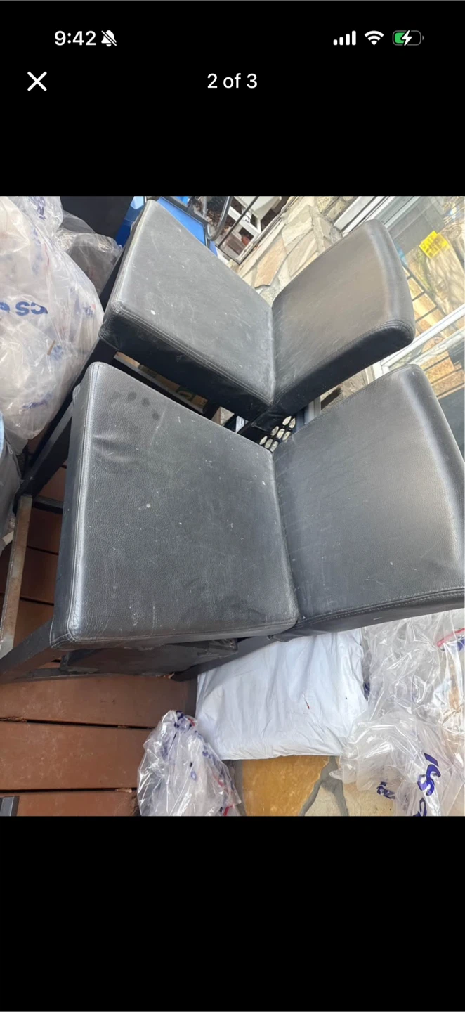 Two Black Faux Leather Bar Stools - photo 2