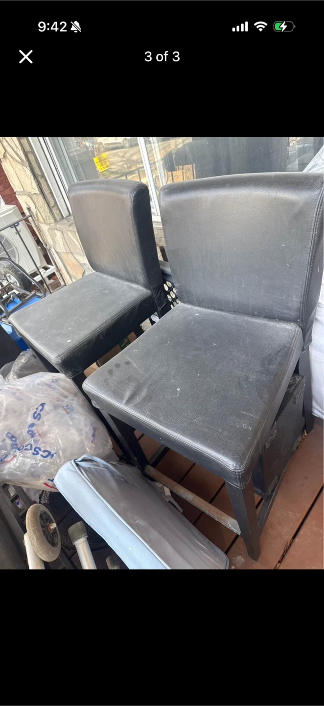 Two Black Faux Leather Bar Stools - photo 3