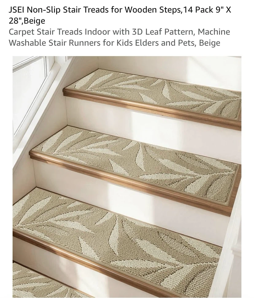New Non-Slip Stair Treads Beige 14 Pieces