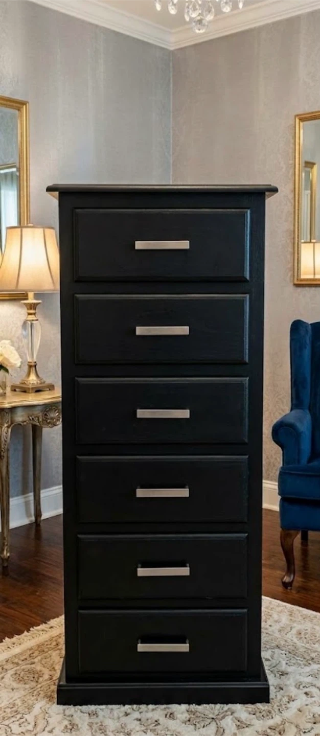 Solid Oak narrow dresser Tricorn Black