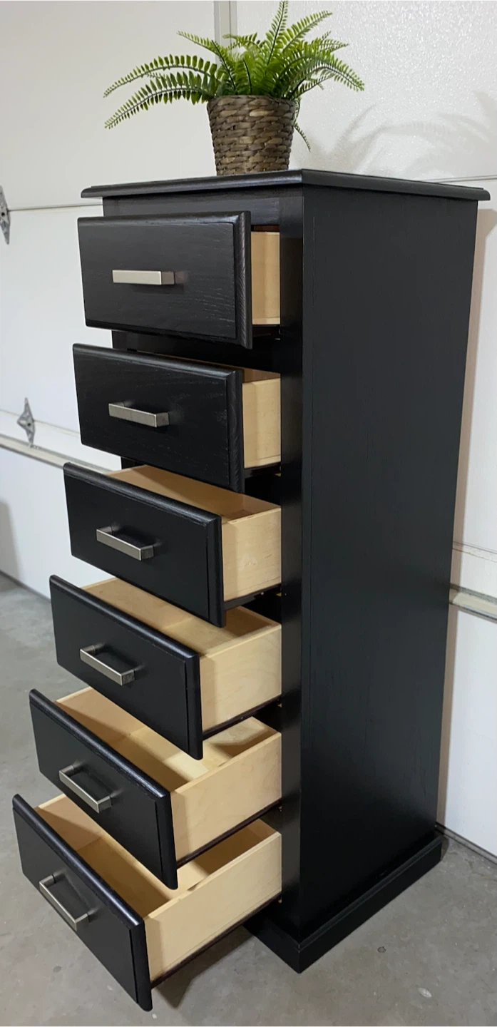 Solid Oak narrow dresser Tricorn Black - photo 2