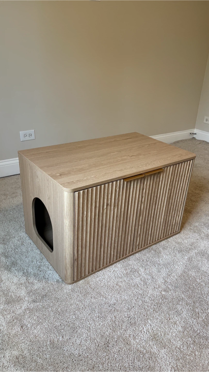 Wooden Fluted Cat Litter Box Enclosure