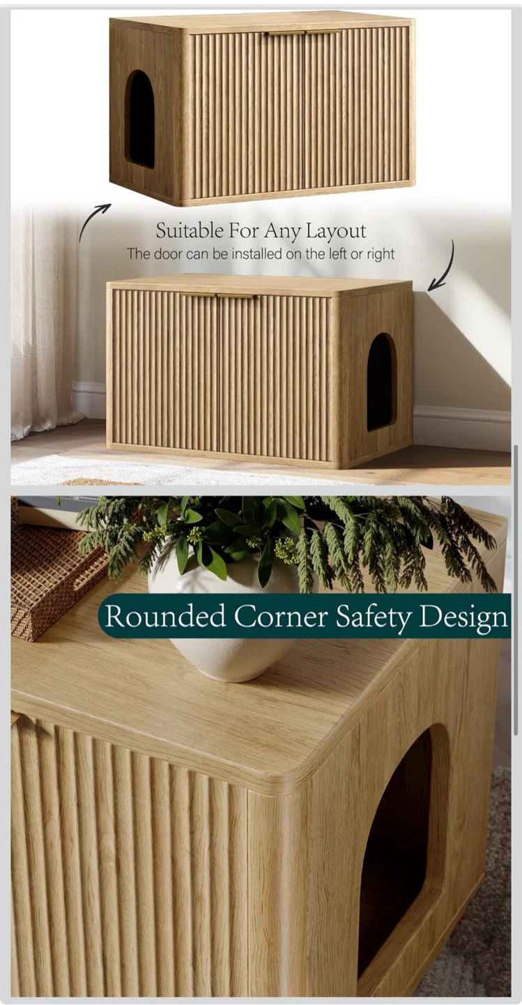 Wooden Fluted Cat Litter Box Enclosure - photo 5