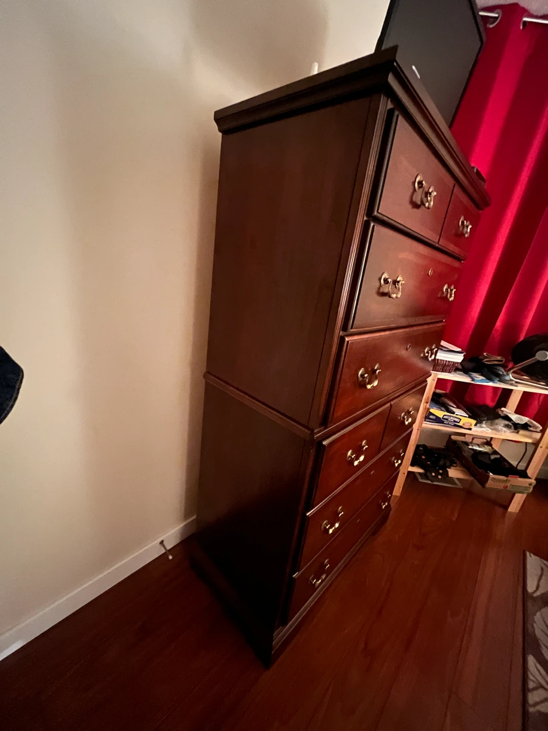 Tall wooden dresser with drawers - photo 2