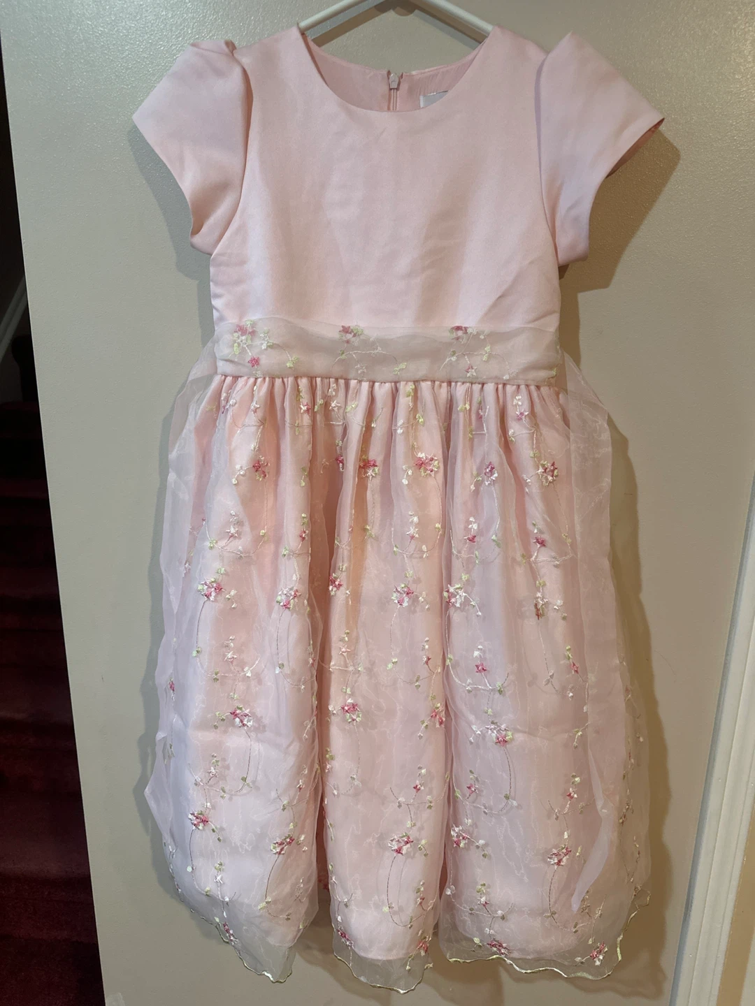 Girls Pink Floral Party Dress Size 8