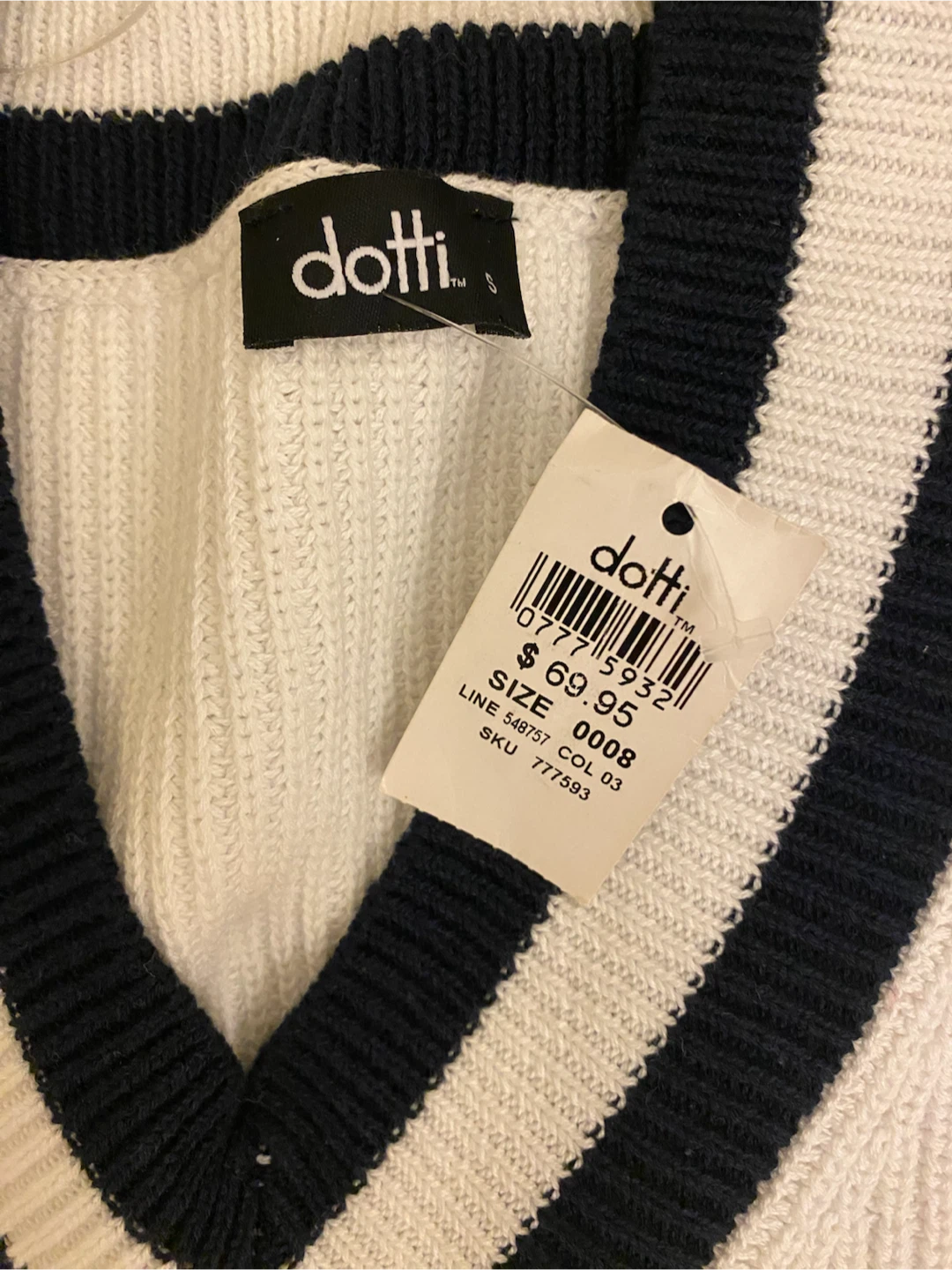 Dotti White and Navy Knit Sweater Vest - photo 2