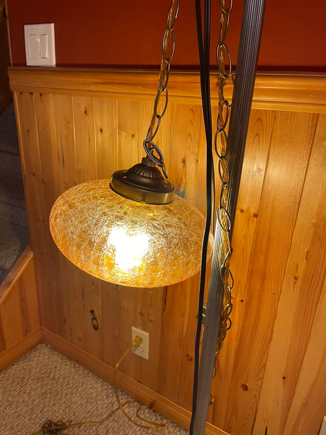 A beautiful vintage amber glass swag light - photo 3