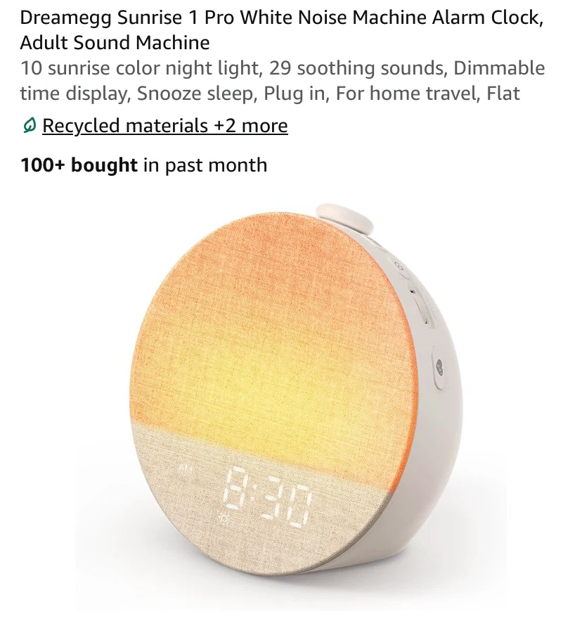 New Dreamegg Sunrise 1 Pro White Noise Machine Alarm Clock