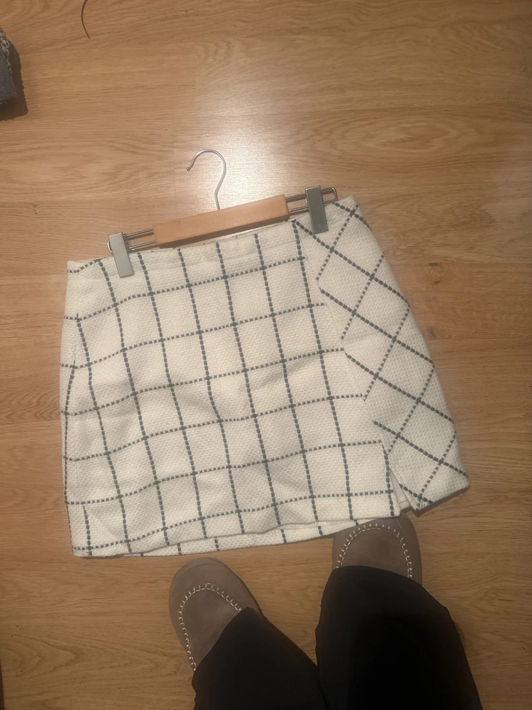 White Plaid Mini Skort