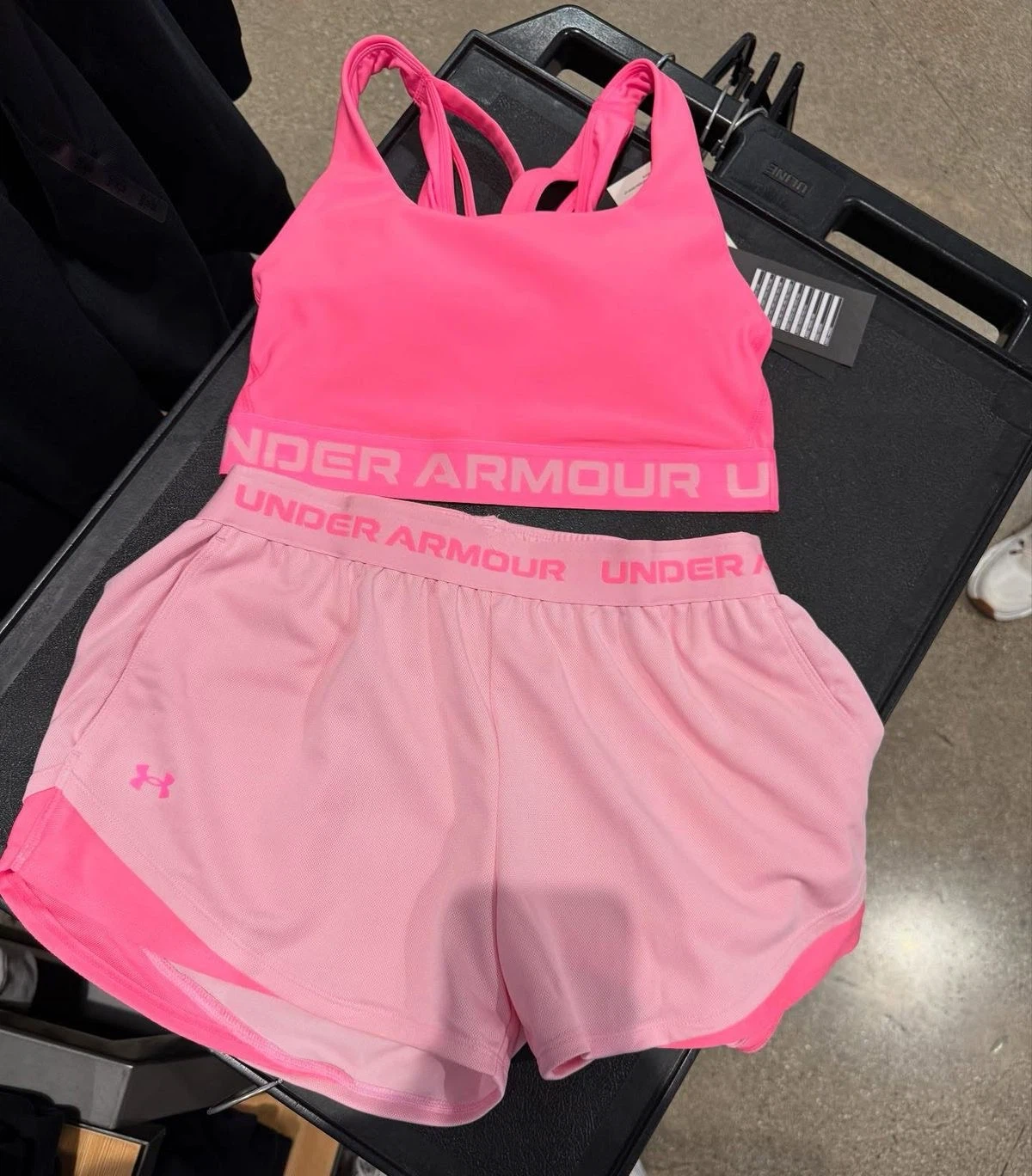 Under Armour Pink Sports Bra and Shorts Set