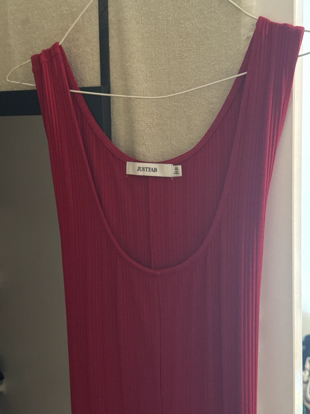 JustFab Red Ribbed Jumpsuit XXL