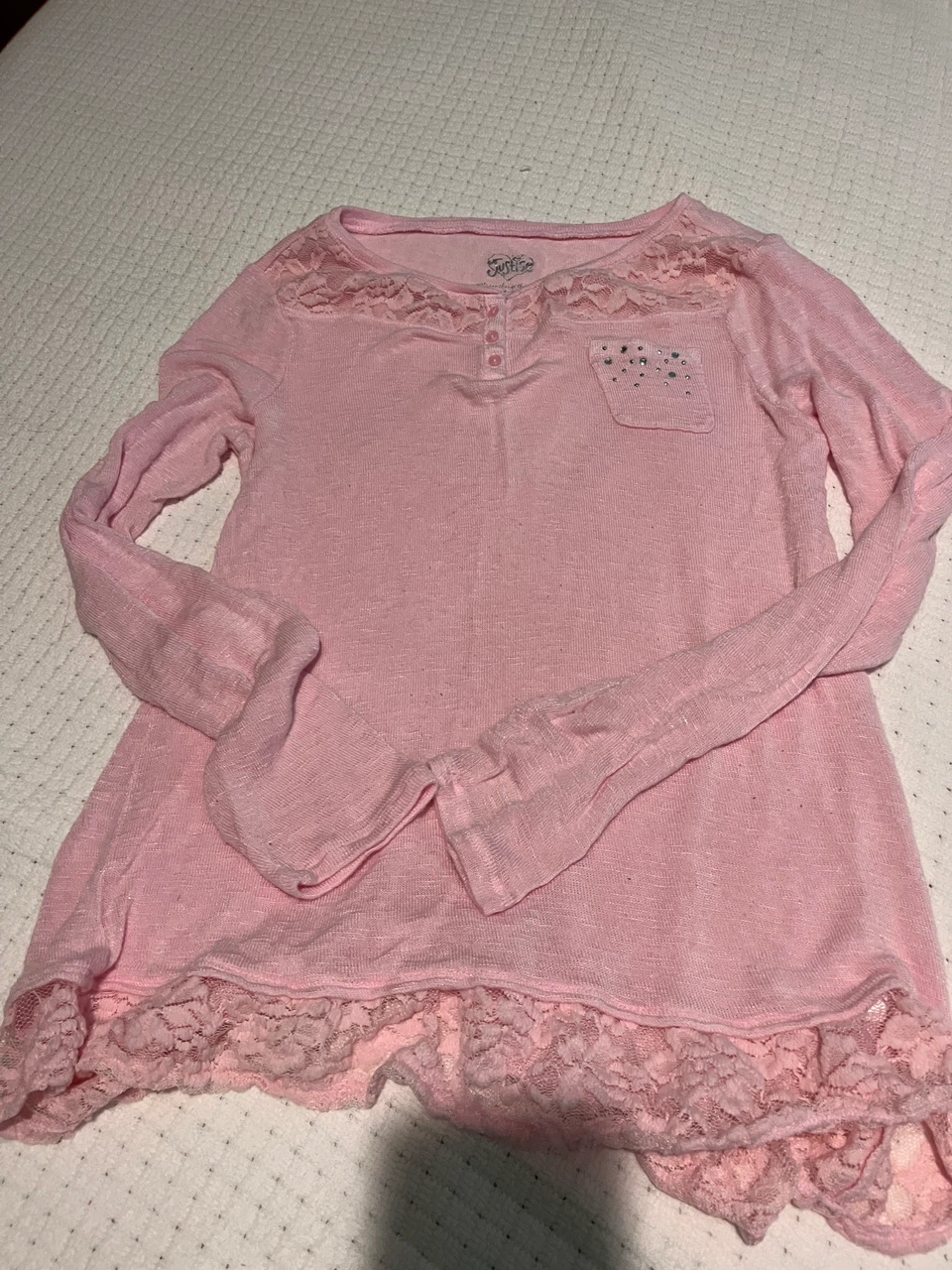 Justice light pink long-sleeve knit top Girl size 16