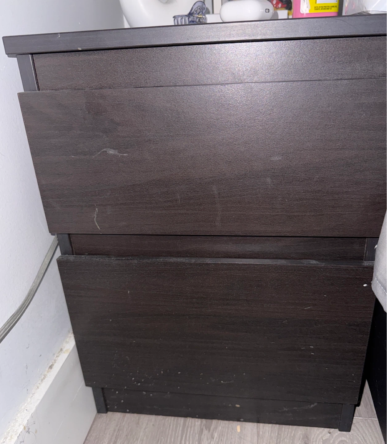 Dark Brown 2-Drawer Nightstand