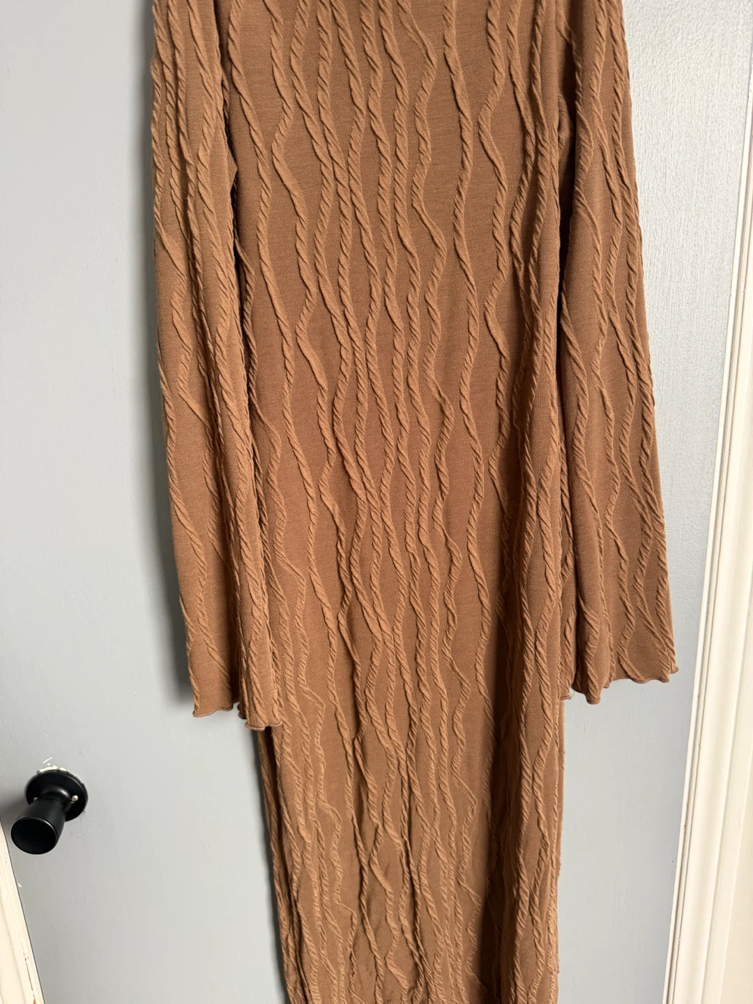 SHEIN Brown Textured Midi Dress