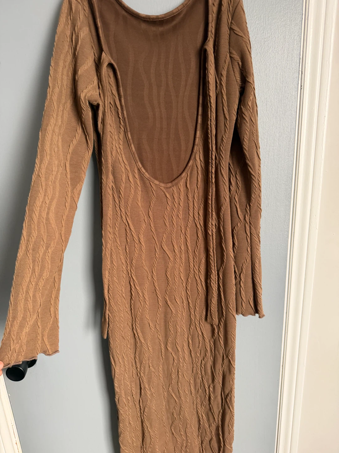 SHEIN Brown Textured Midi Dress - photo 2