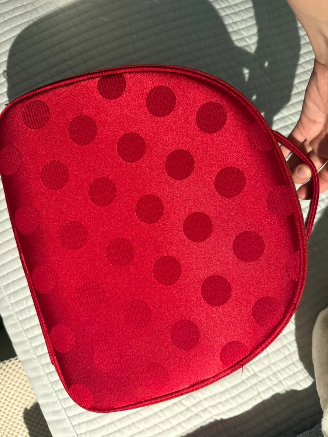 Estee lauder cosmetic bag-Red Polka Dot Zippered Organizer Case