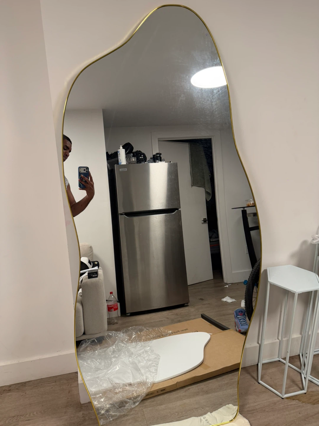 Irregular Gold Framed Floor Mirror