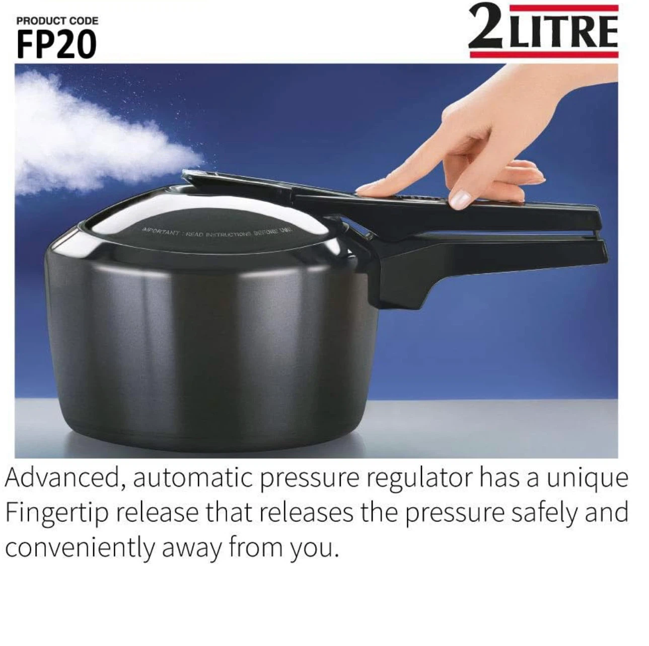 Futura Hard Anodized Pressure Cooker from Hawkins, 2.0-Litre - photo 5