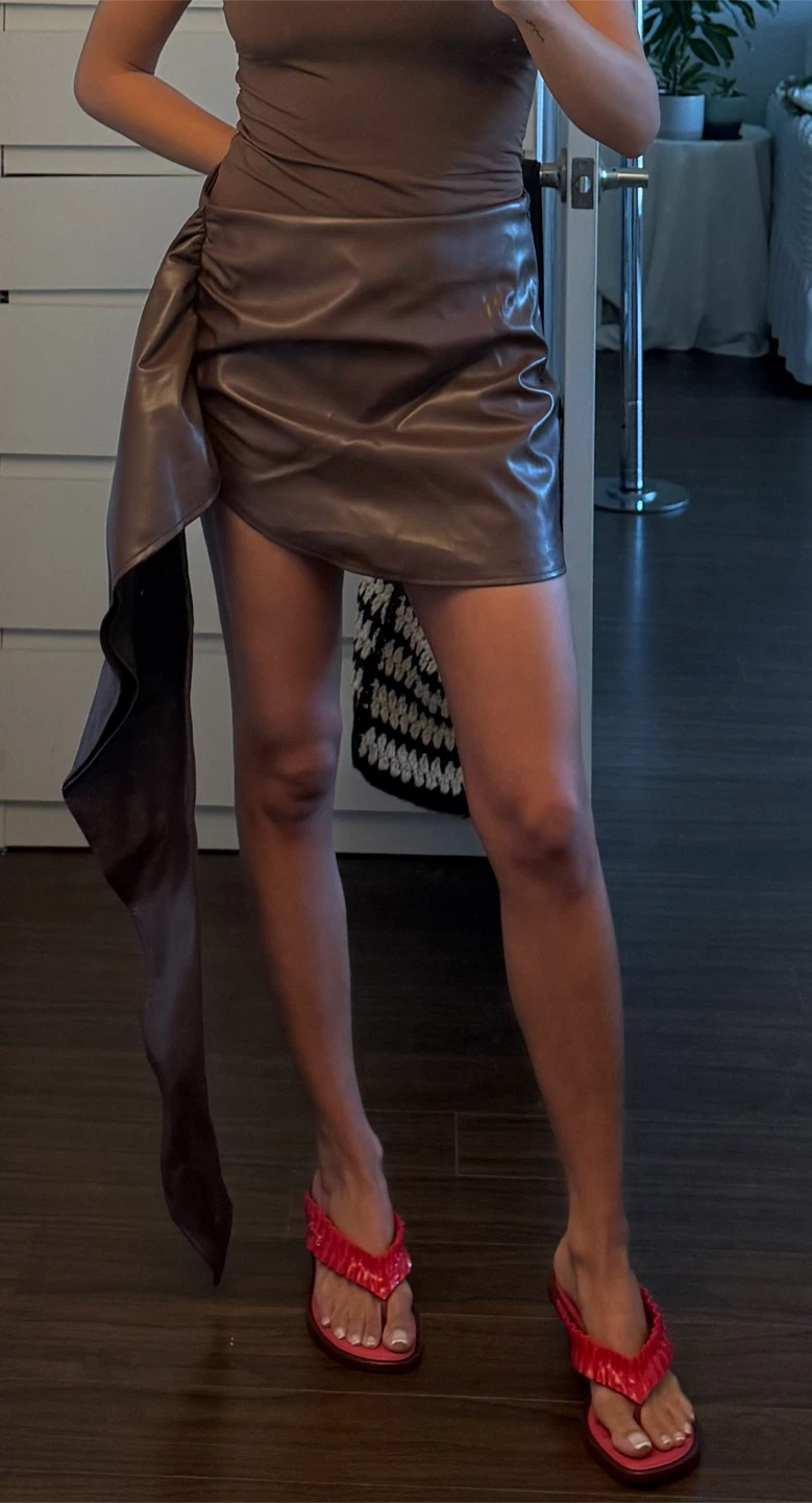 Brown Faux Leather Skirt