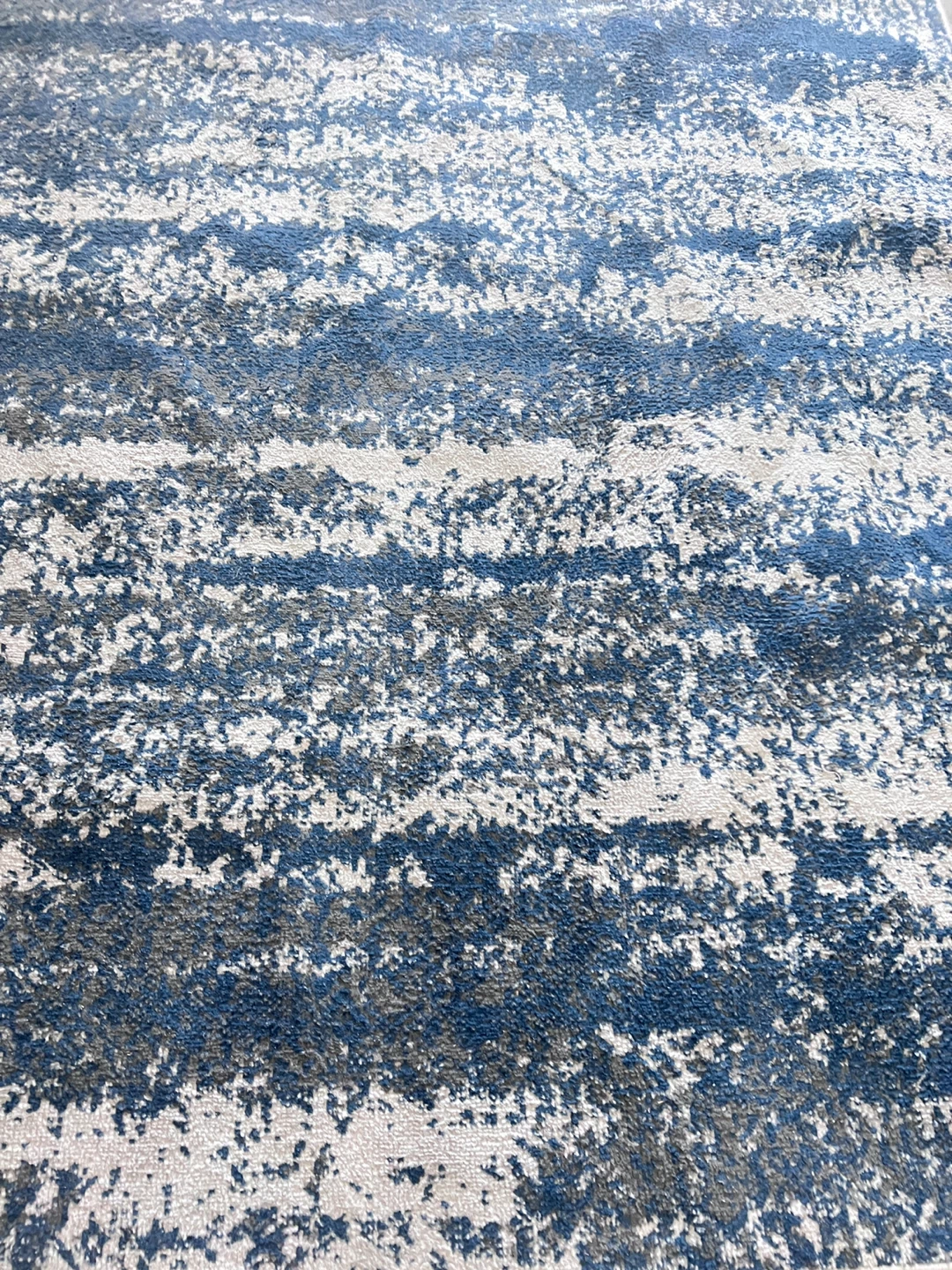 Blue and grey abstract area rug - photo 2