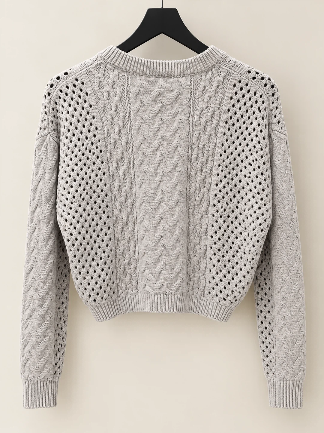 Zara Grey Cable Knit Cropped Sweater - photo 2