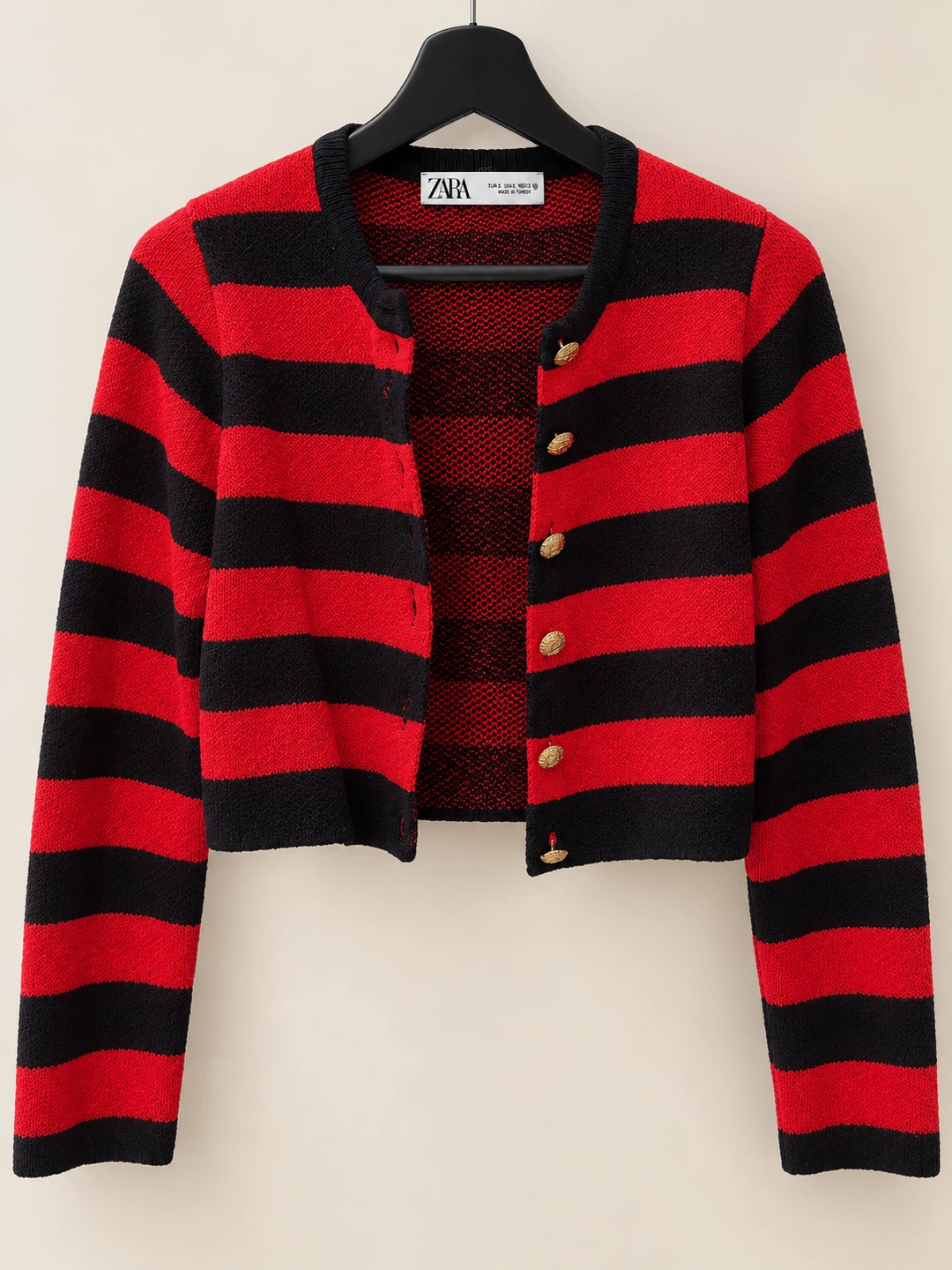 Zara Red and Black Striped Cardigan