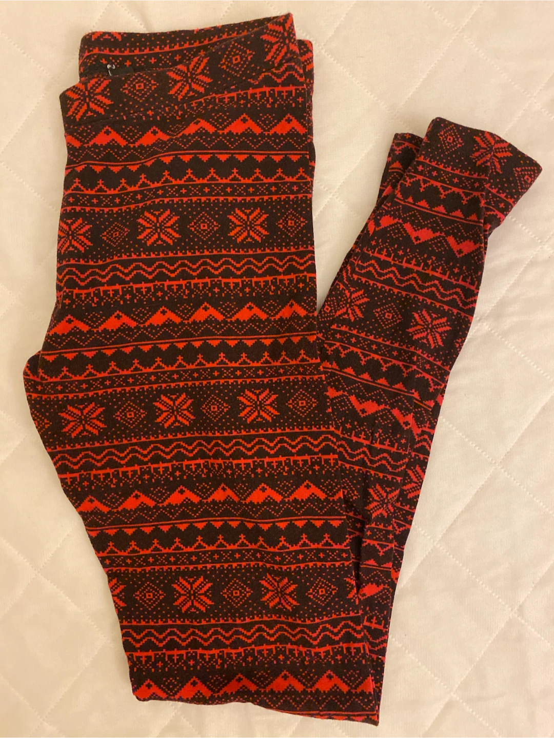 Red and Black Fair Isle Print Leggings