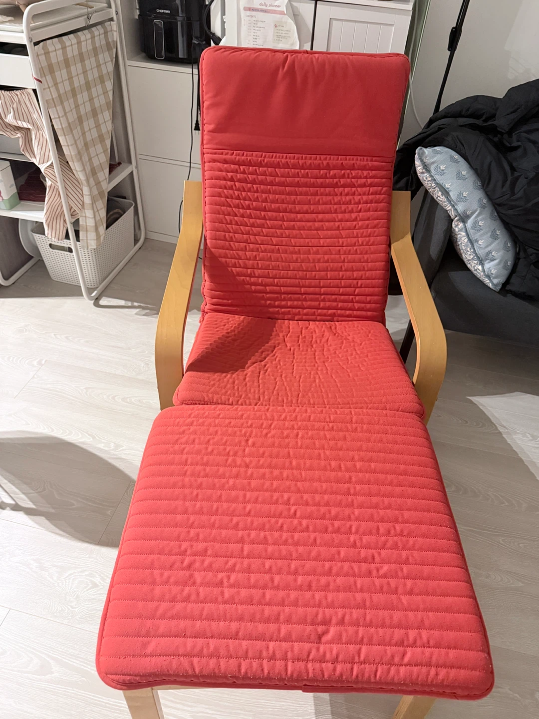 IKEA Poang Armchair with Red Cushion