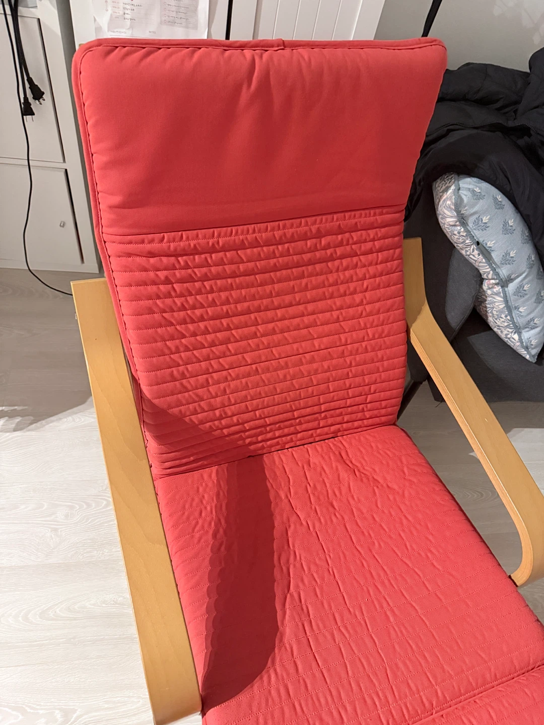 IKEA Poang Armchair with Red Cushion - photo 2