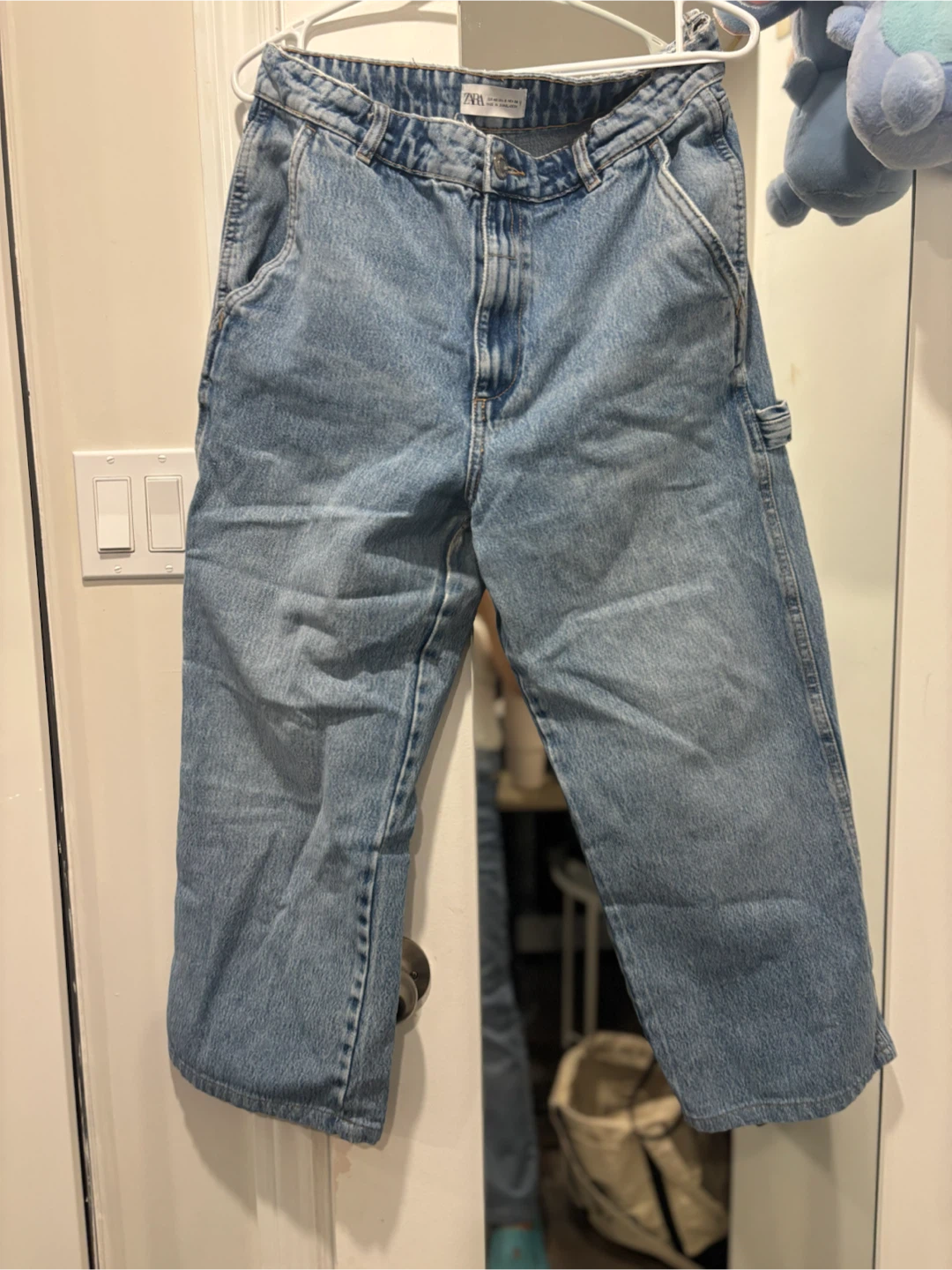 ZARA light blue denim carpenter pants - photo 2