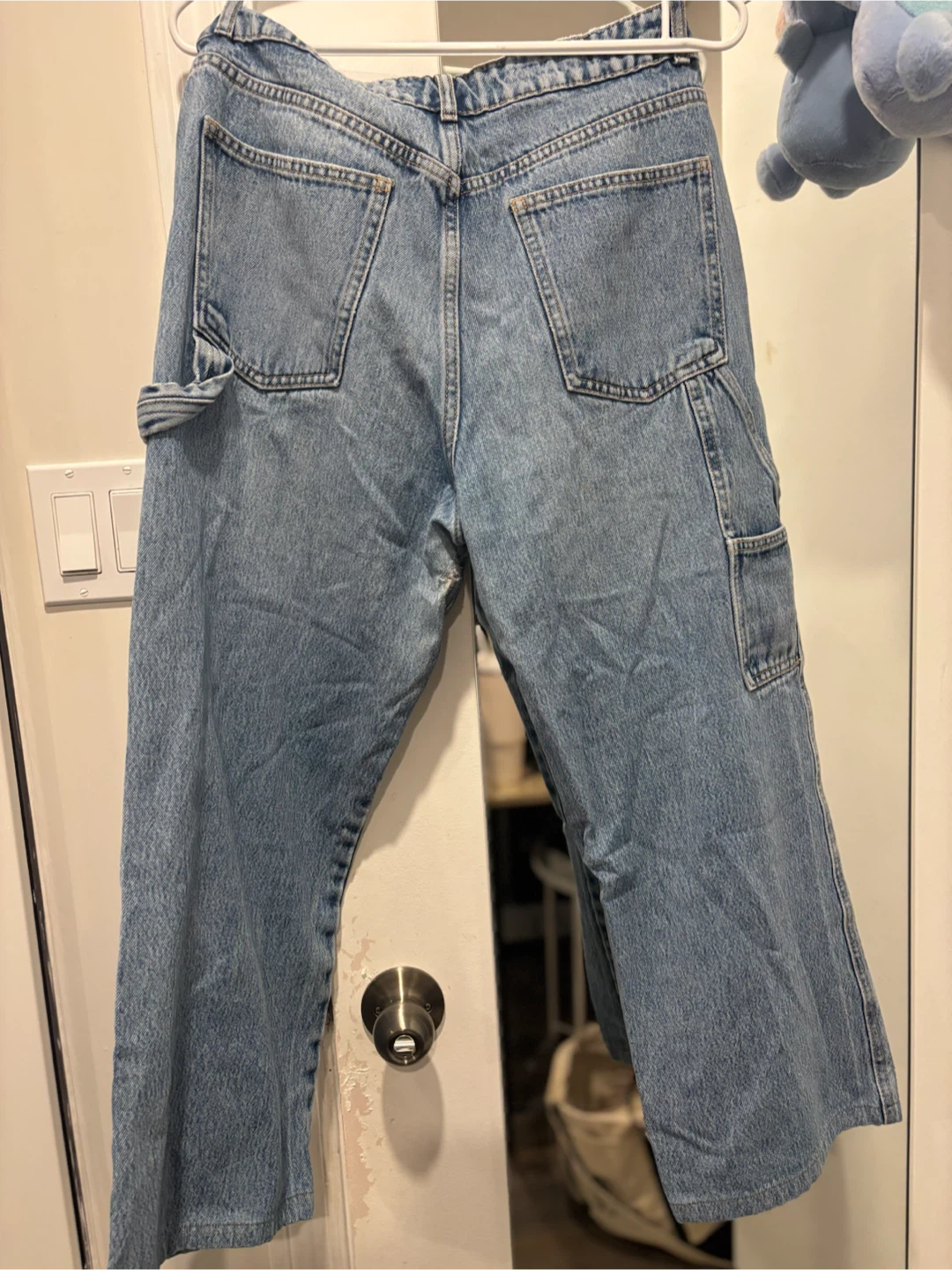ZARA light blue denim carpenter pants - photo 3