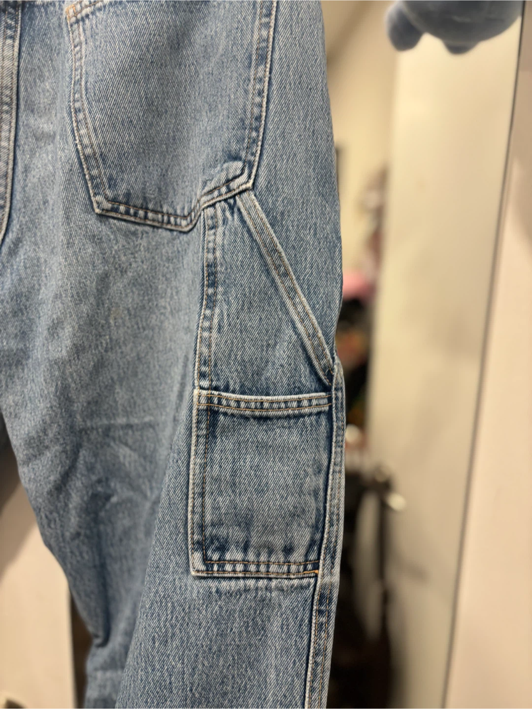 ZARA light blue denim carpenter pants - photo 4