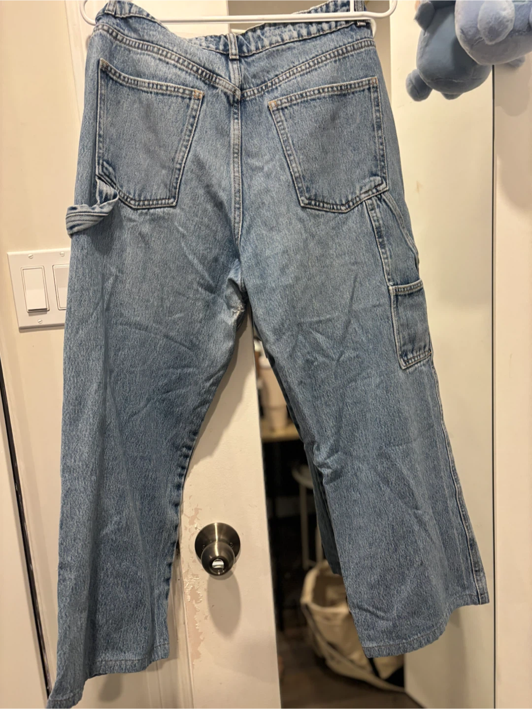 ZARA light blue denim carpenter pants - photo 5