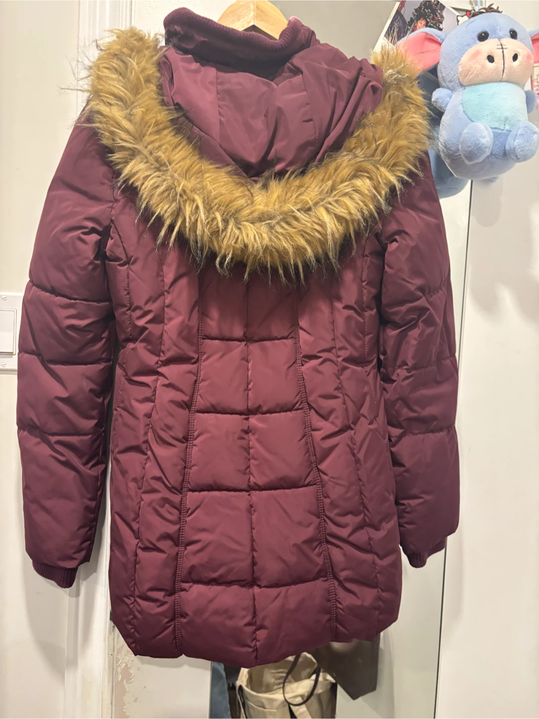 Bass Puffer Jacket with Faux Fur Hood - Maroon - photo 5