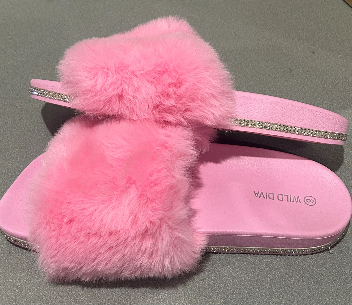 Pink Faux Fur Slides - photo 2