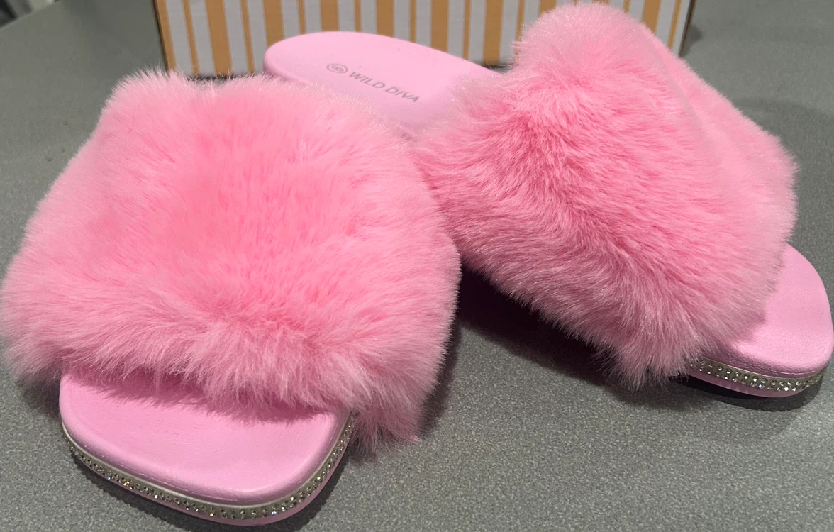 Pink Faux Fur Slides - photo 4