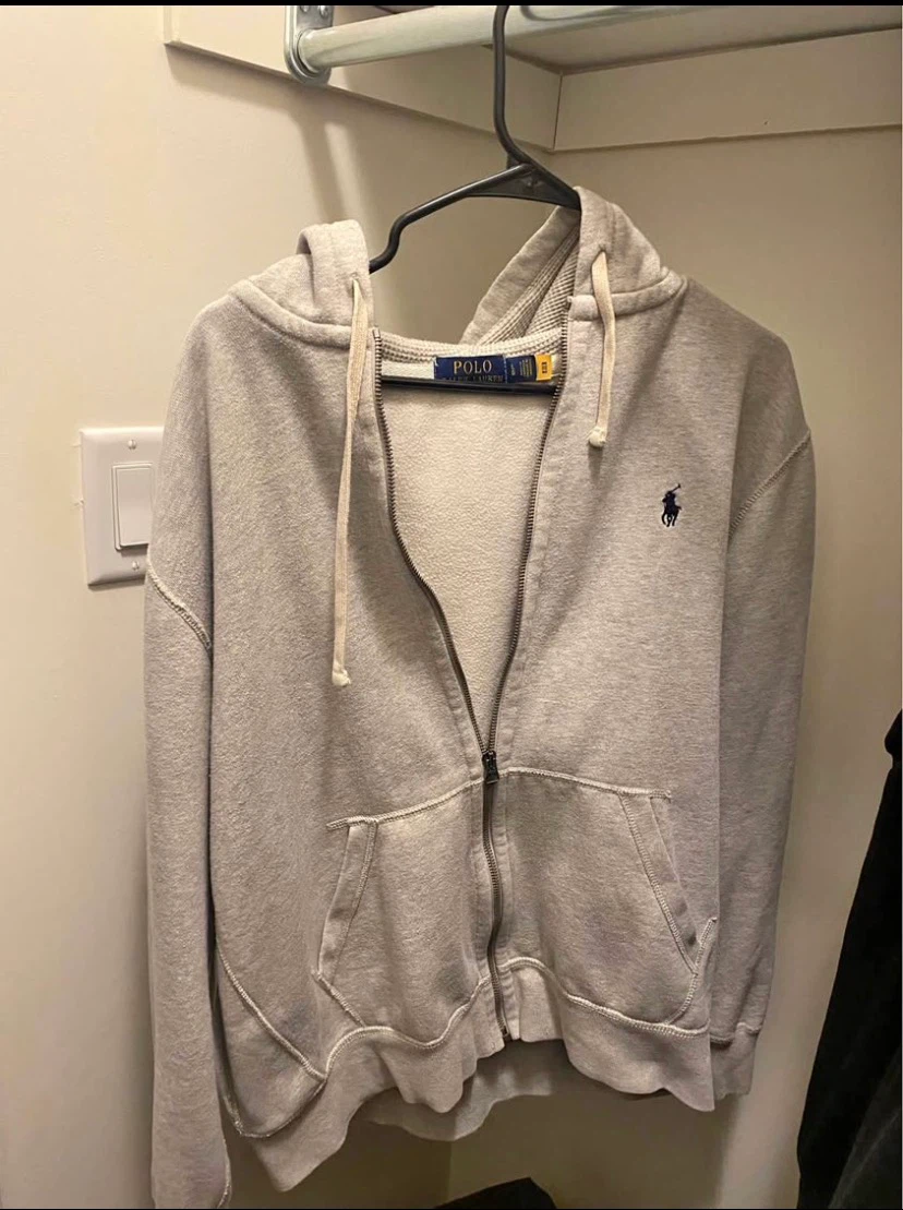 Polo Ralph Lauren Grey Zip-Up Hoodie Large