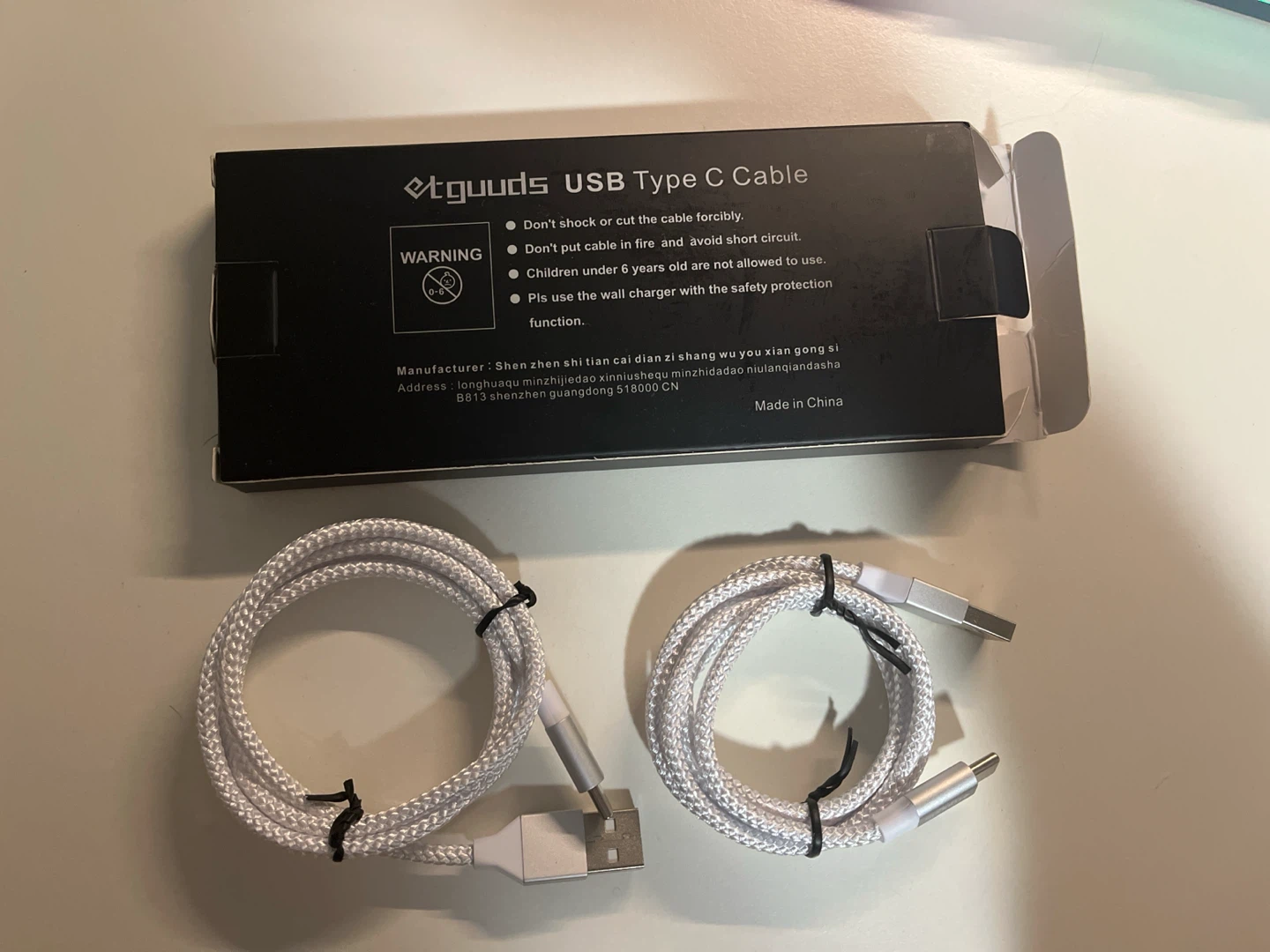 Fast charging White USB C Cable 3ft - photo 2
